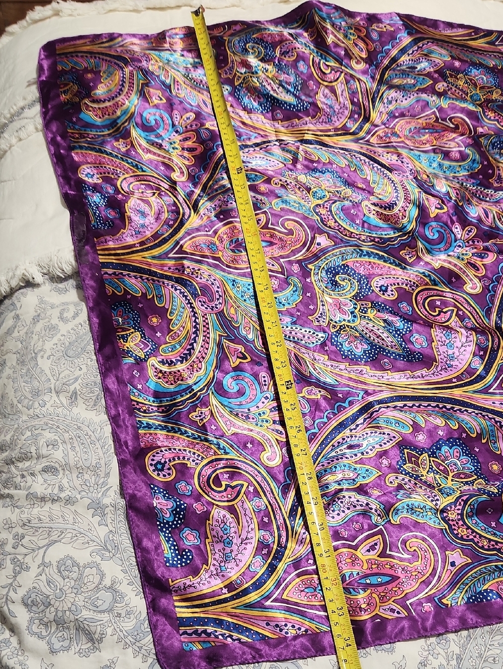 Silky Purple Paisley Scarf - Picture 10 of 10